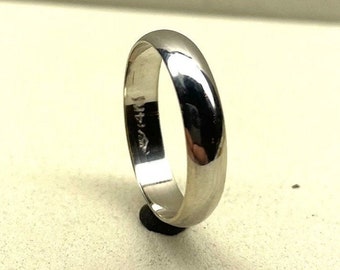 14K Solid White Gold Wedding Bands Half Round Style 2mm 3mm 4mm 5mm 6mm Widths , Classic Dome Gold Band, Solid Gold Wedding Rings