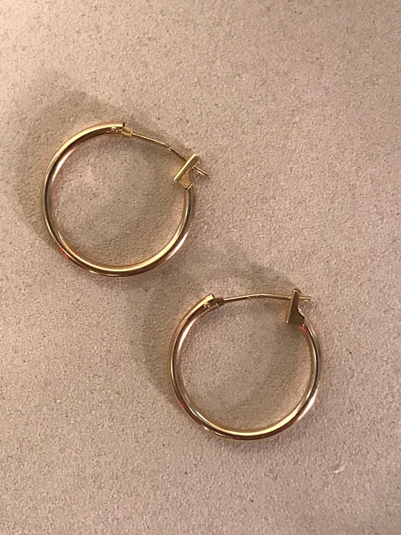 14K Solid Gold Hoop Earrings Small Gold Hoops 18mm Gold | Etsy
