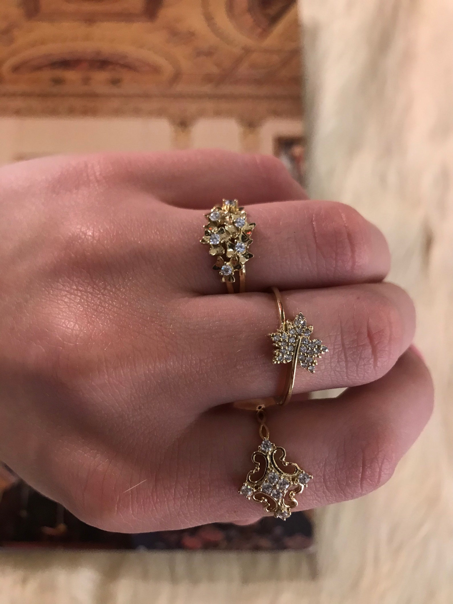 14K Solid Yellow Gold Leaf Ring Etsy