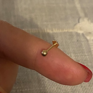 14K Solid Yellow Gold Piercing, Screw Back Star, Tiny 16g  Snow Flake Piercing, Threaded Post, Hand Crafted Jewelry