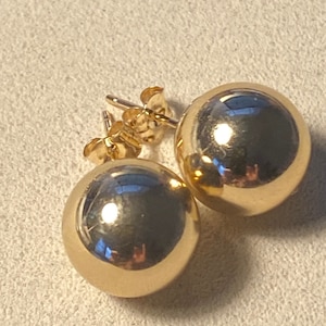 14k Yellow Gold Ball Stud Earrings with pushbacks 3mm,4mm,5mm,6mm,7mm,8mm,9mm,10mm,Sleeper earrings,Unisex