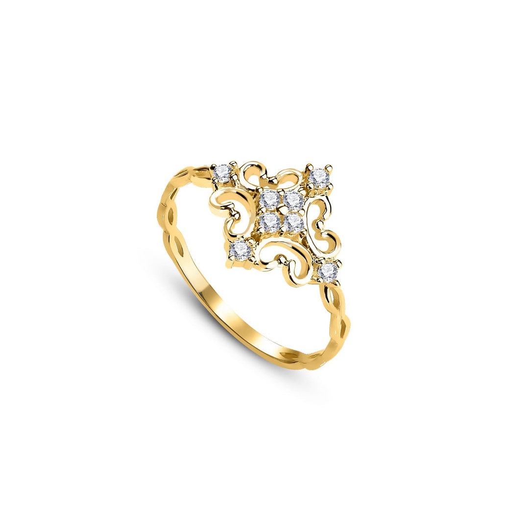 14K Solid Yellow Gold Ring - Etsy
