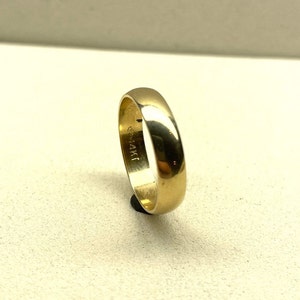 14K Solid Yellow Gold Wedding Bands Half Round Style 2mm 3mm 4mm 5mm 6mm Widths , Classic Dome Gold Band, Solid Gold Wedding Rings
