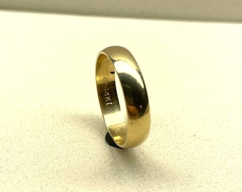 14K Solid Yellow Gold Wedding Bands Half Round Style 2mm 3mm 4mm 5mm 6mm Widths , Classic Dome Gold Band, Solid Gold Wedding Rings