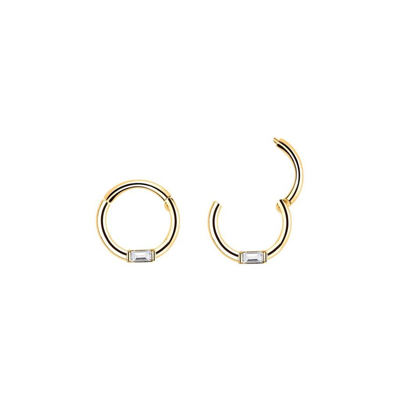 14K Solid Gold Cartilage Hoop Baguette Cartilage Hoop Gold Etsy