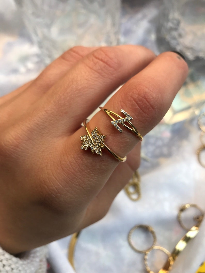 14K Solid Yellow Gold Leaf Ring