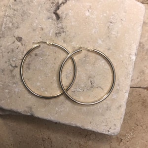 14K Solid Gold Hoop Earrings, 30mm hoop earrings, 39mm hoop earrings