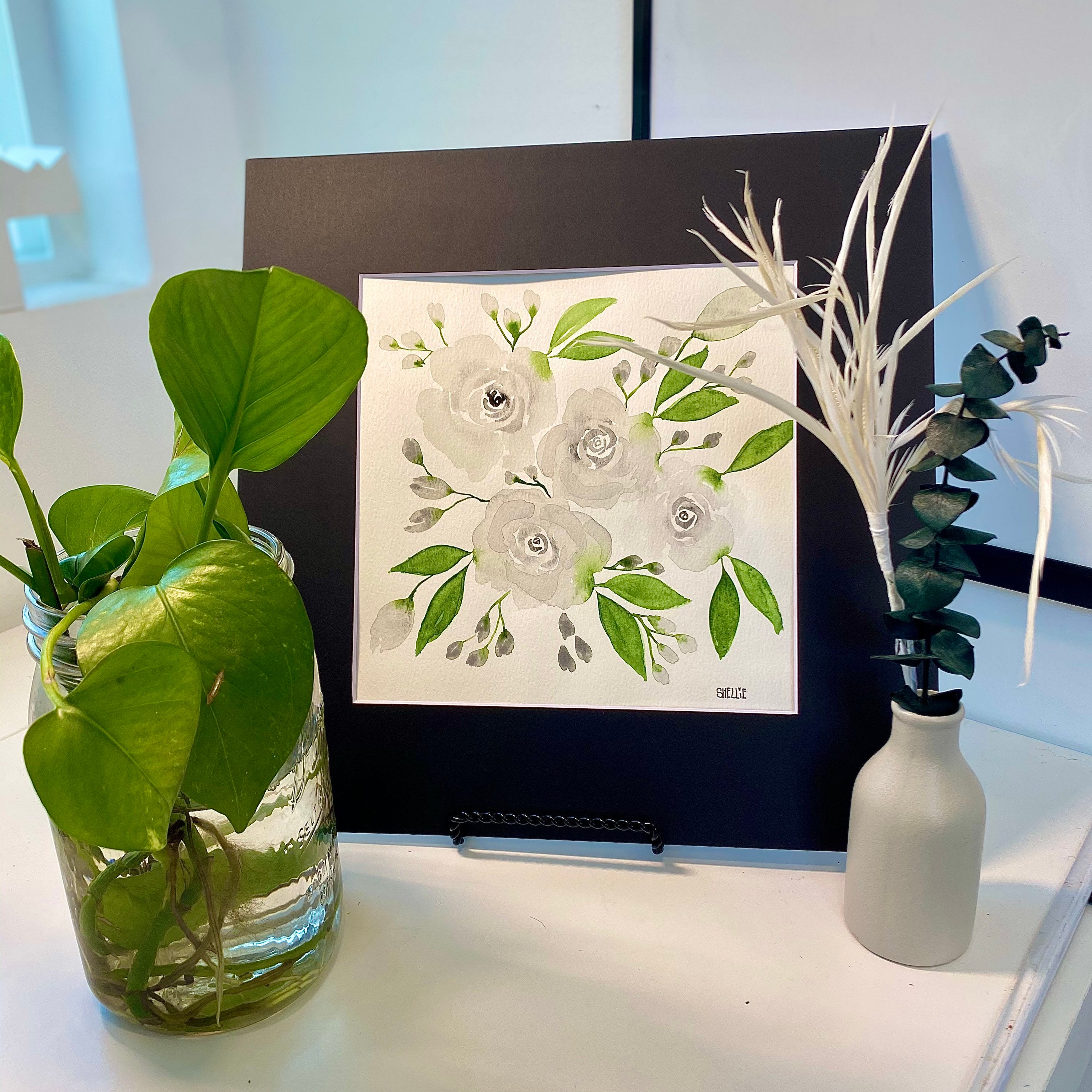 Original signed watercolor painting translucent pale grey and Etsy