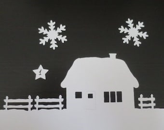 Christmas village waldorf window decoration, 10 sheets, set 1-10