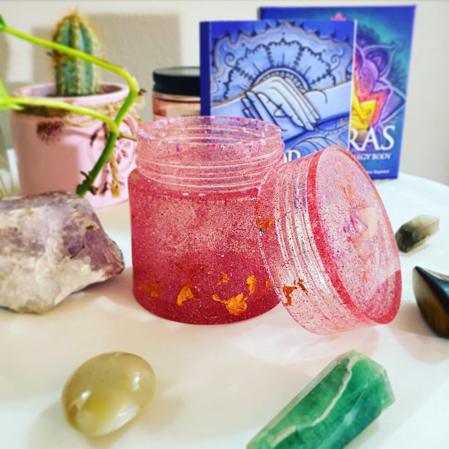 Customizable Resin Jars with Crystal Gemstones Amethyst Rose Etsy