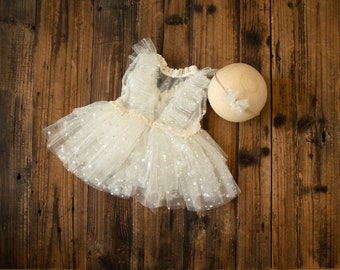 Tulle Baby Girl Dress and Bow for Photos | Newborn Photographer | Baby Photo Prop | Tulle  Photo Prop | Newborn Photo Props