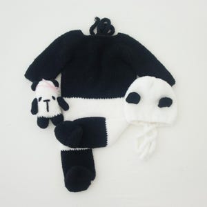 Newborn Knitted Panda Romper,Newborn Photography Props,Footed Panda Set,Baby Photo Props,Cute Panda Romper,Knitted Panda Bear Set,Panda Toy
