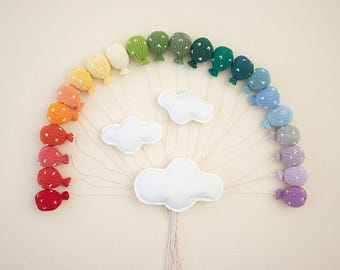 Newborn Pastel Knitted Balloon & Velvet Cloud, Newborn Photography Props | Hand Crochet boho Photo Decor