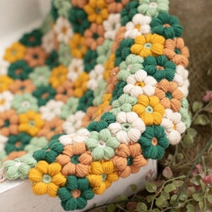 Hand-knitted small flower mat blanket，Layer, Newborn photography props,