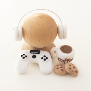 Newborn Felted Props: Headphones, Controller, Newspaper, Felted Coffee Cup, Baby Photography Decor Prop