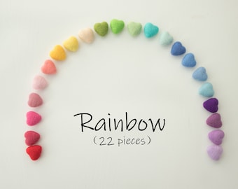 4cm Newborn Photography Props Felt Rainbow Heart, Wool Felted Heart, Rainbow Felt Heart, Newborn Photography Props, Felted Photography Props