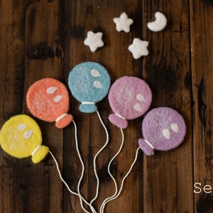 Wool Felted Toys Newborn Photography Props, Felted Stars, Felted Balloons，Felted Moon， Felted Photography Props