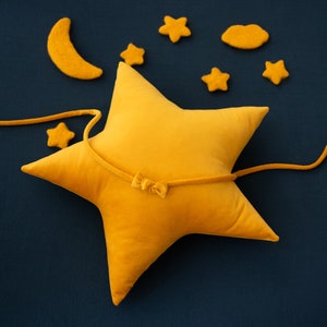 Suede Crescent Star Pillow Props for Newborn Photography with Stars, Soft Moon Cushion Props Set, Moon Pillow props