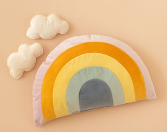 RTS  Rainbow Pillow Props for Newborn Photography with Clouds, Soft Rainbow Cushion Props Set, Newborn Rainbow Prop, Suede Crescent Rainbow