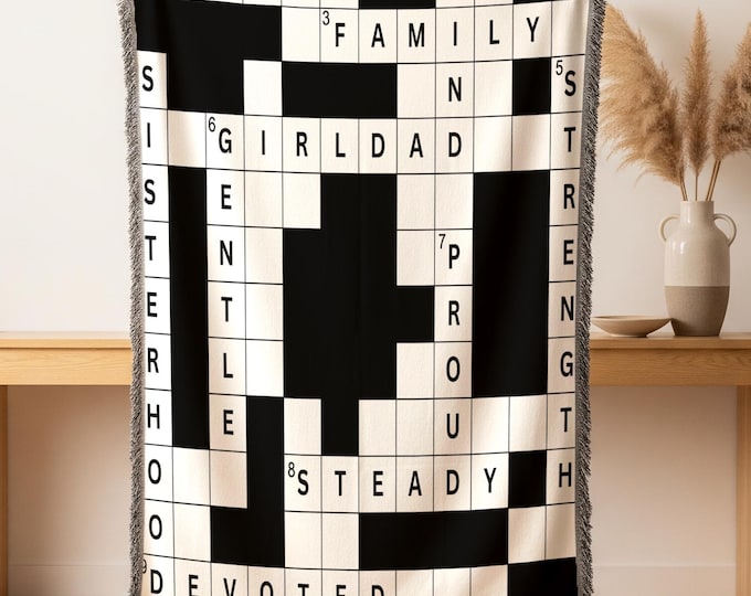 Custom Crossword Puzzle Blanket: Family Name Woven Throw