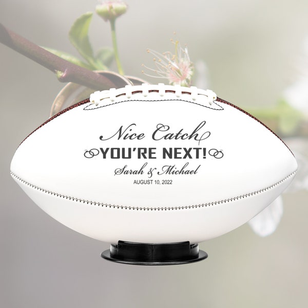 Garter Toss, Bouquet Toss Date Name, Sports Wedding Party, Fan Football Present, Personalized Football, Personalized Gift, Sports Gift