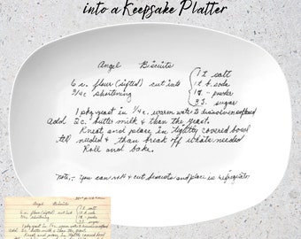 Handwritten recipe plate, Family Recipe, Recipe platter, Gift for Mom, Handwritten gift, Recipe plate, Handwriting on Plate, Custom Platter