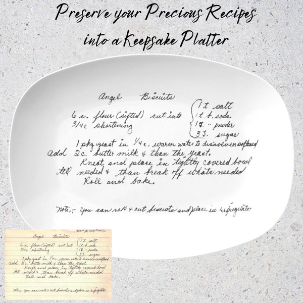 Handwritten recipe, Recipe plate, Handwritten recipe gift, Recipe platter, Family Recipe, Handwriting on Plate, Custom Platter