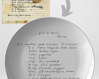 Handwritten recipe plate, Family Recipe, Custom recipe plate, Family Heirloom, Handwritten gift, Handwriting on Plate,For mom, Grandma