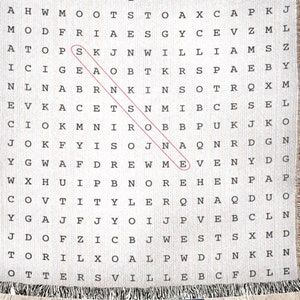 Custom Word Search Blanket, Personalized Word Search Blanket, Puzzle Lover Blanket, Word Search Blanket, Personalized Family Name Blanket