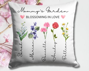 Birth Flowers Custom Pillow, Family Birth Flowers with names, Personalized Grandmas Garden Pillow, Keepsake pillow, Accent Pillow