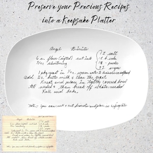 Handwritten Recipe Platter: Personalized Handwriting Platter Keepsake