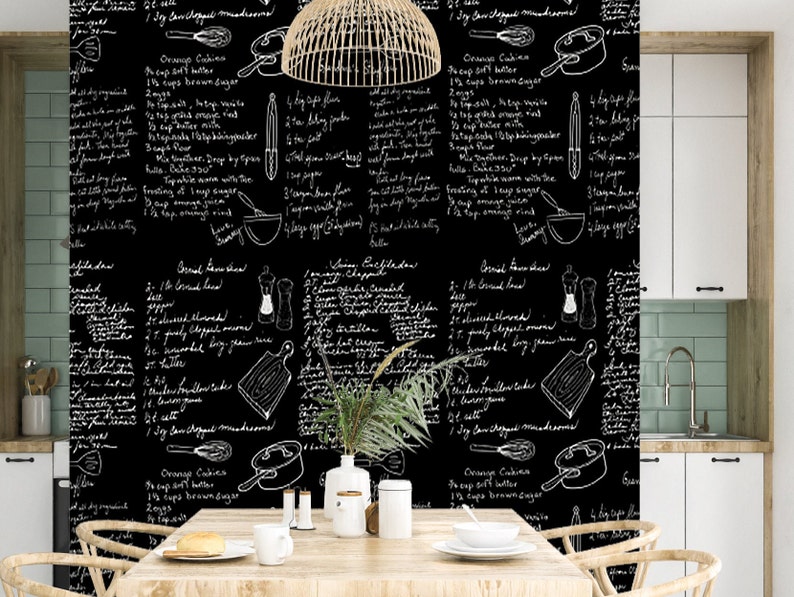 Peel and Stick Recipe Wallpaper, Custom Wallpaper, Handwritten Recipe, Kitchen Backsplash, Wall Mural, Personalized wallpaper image 2