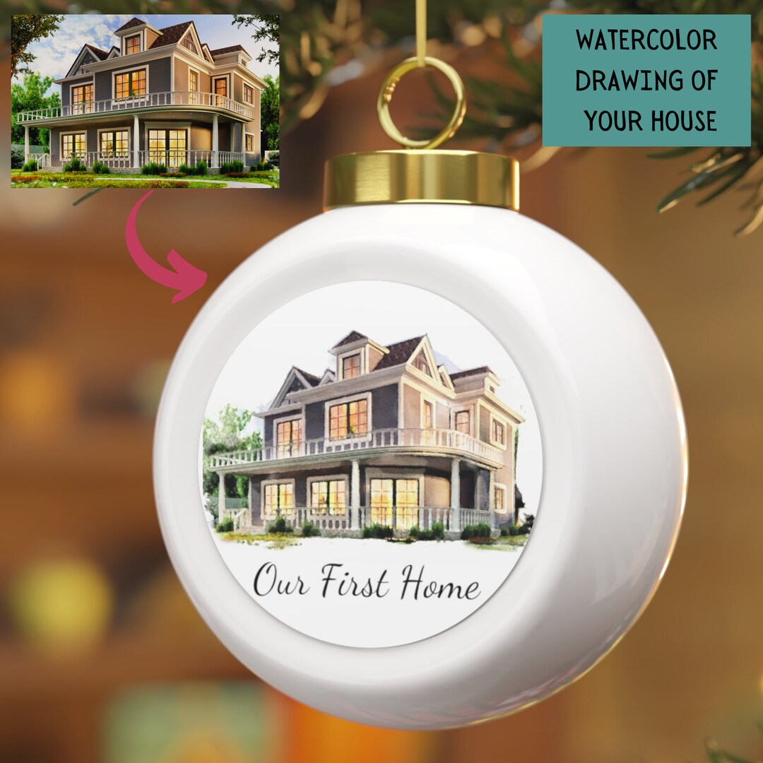 Custom Ornament First House, Watercolor Home Ornament, New Home Gift ...