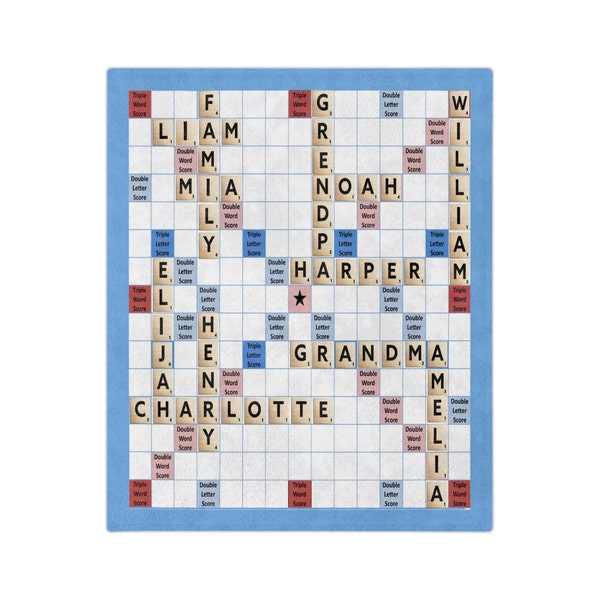 Personalized Scrabble Blanket, Custom Family Name Blanket, Scrabble Game, Personalized Scrabble Game