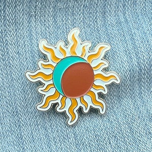 Sun & Moon Enamel Pin: Gold Metal, Celestial Jewelry (1.5&quot;)