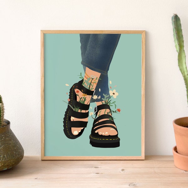 Dr Marten Sandal Wall Art ⎮ 8"x10" ⎮Doc Martens ⎮ Dr Marten Poster ⎮Vegan Leather⎮Unframed⎮ Home, Office or Dorm Room Decor⎮Ships Free