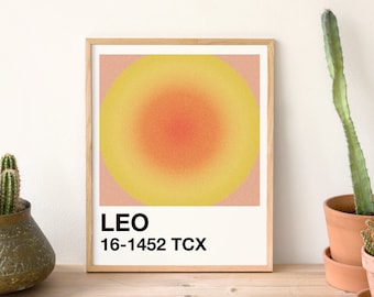 Leo Zodiac Aura Gradient Color Poster⎮ 8"x10" ⎮ Zodiac Signs⎮Unframed Poster⎮ Free Shipping⎮July 23 – August 22 Birthday Gift