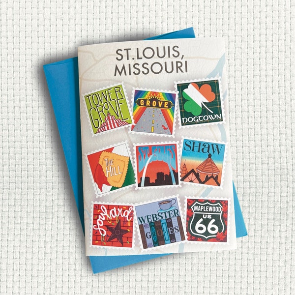 St.Louis Map Greeting Card⎮ 5"x7" ⎮Blank Inside⎮ STL Neighborhoods Gift ⎮ Dogtown  ⎮ Shaw ⎮ Tower Grove ⎮ Webster ⎮ The Grove