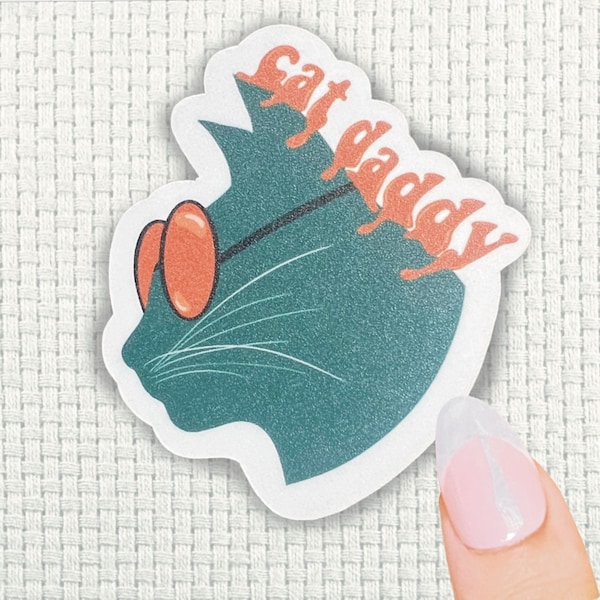 Cat Daddy Sticker - Proud Pet Dad Sticker - Whiskers and Ears Cute Sticker - Handmade Cat Dad Vinyl Sticker - Cat Father