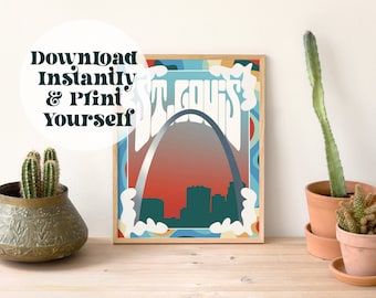 St. Louis Arch Retro Print | Groovy Wall Art (Digital Download)