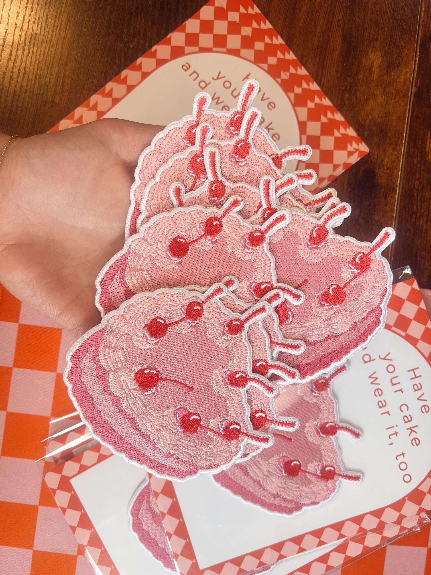 Pink Cake Iron-On Patch 3.5" W x 4" H