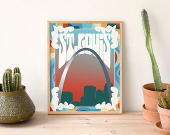 St. Louis Arch Poster: Retro Groovy Wall Art