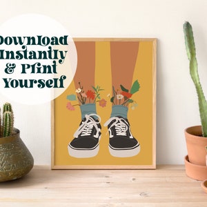 Turnschuhe Art Print: Gelbe Sneaker Wandbild (Digitaler Download)