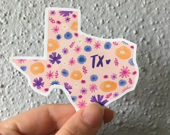 Texas shape wildflower sticker. I love Texas vinyl matte sticker. Scrapbooking bullet journaling laptop sticker