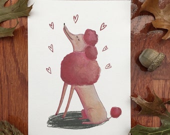 Love yourself Poodle 5”x7” art print.Cute watercolor illustration nursery art