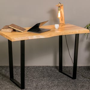 Escritorio de oficina de madera de roble hecho a mano, mesa de consola rústica, escritorio industrial de madera recuperada, regalo para el nuevo hogar