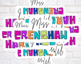 Pegatinas personalizadas para profesores: llamativas l brillantes l resistentes al agua l pegatinas para profesores l pegatinas con nombres l nombres personalizados l bonitas
