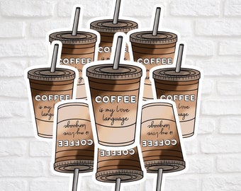El café es mi amor pegatina de lenguaje l pegatinas de café l pegatinas divertidas l pegatinas motivacionales l pegatinas de computadora portátil l pegatinas resistentes a la intemperie l lindo