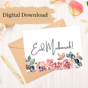 DIGITALER DOWNLOAD Eid Mubarak 7x5 Karte-Islamische Eid digitale Karte zum Feiern für Muslime-druckbare Karte-PDF-Datei zum Herunterladen