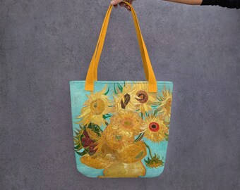 Van Gogh SUNFLOWERS Vincent Tote Bag Wiederverwendbare Tragetasche Umweltfreundliche Canvas KunstGeschichte Geschenke für Sie Ästhetik